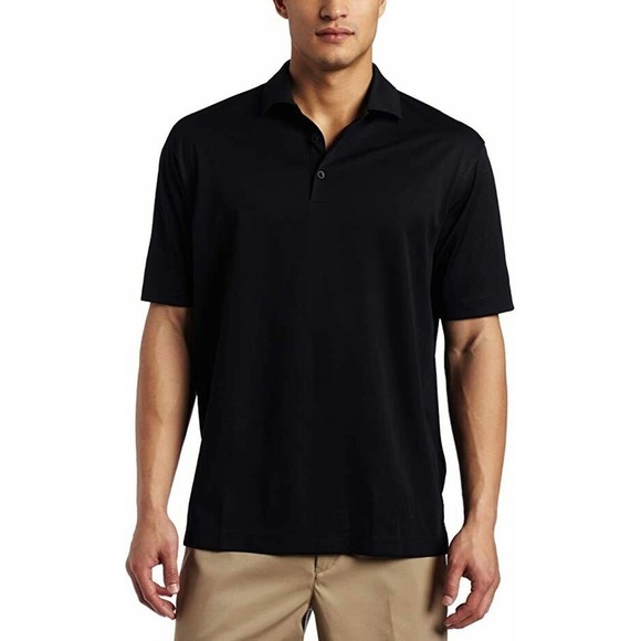 Nike Dri Fit Men's Size S Small Stretch UV Tech Solid Golf Polo Black 358324-010 - Picture 1 of 4
